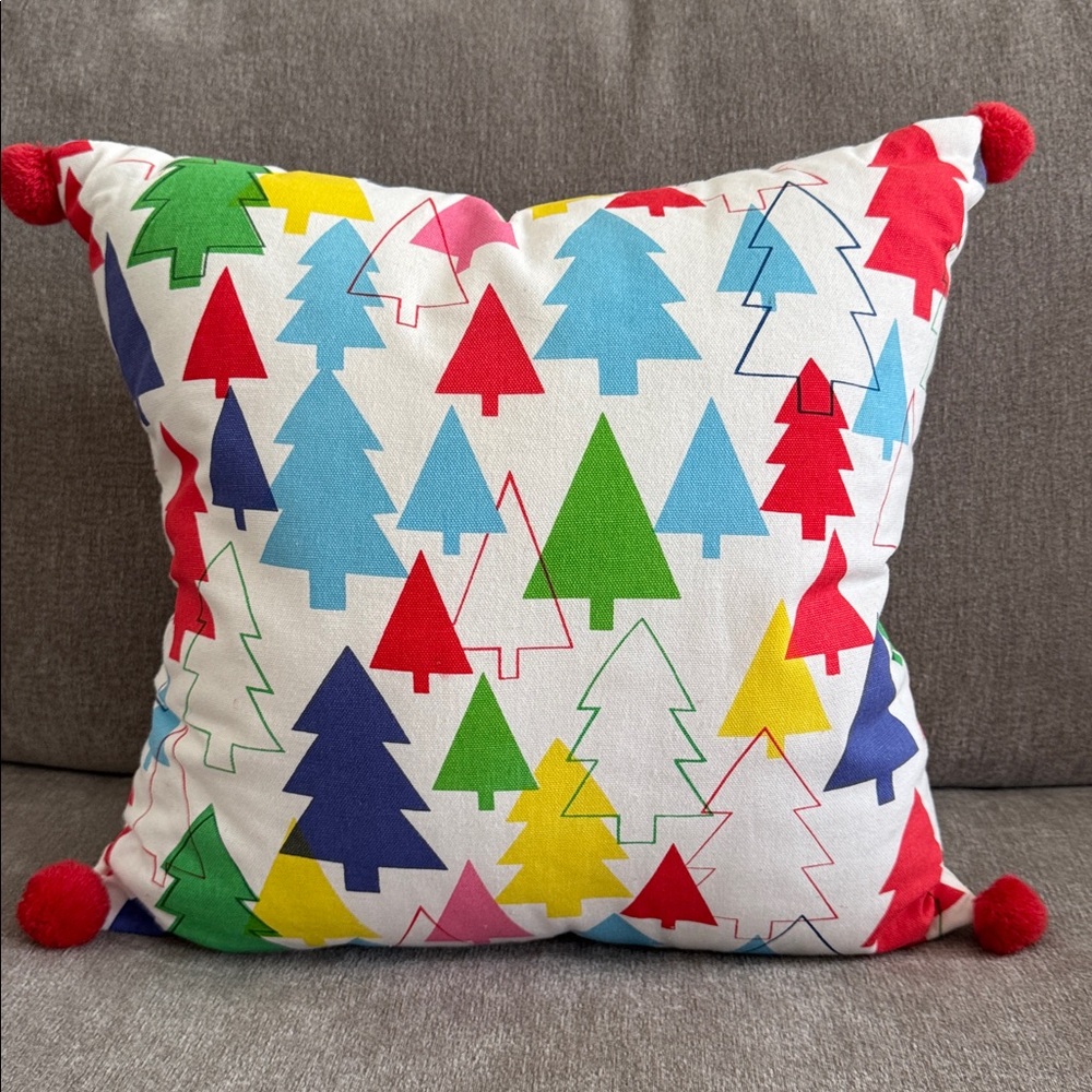 Holiday Pillow - colorful Christmas trees